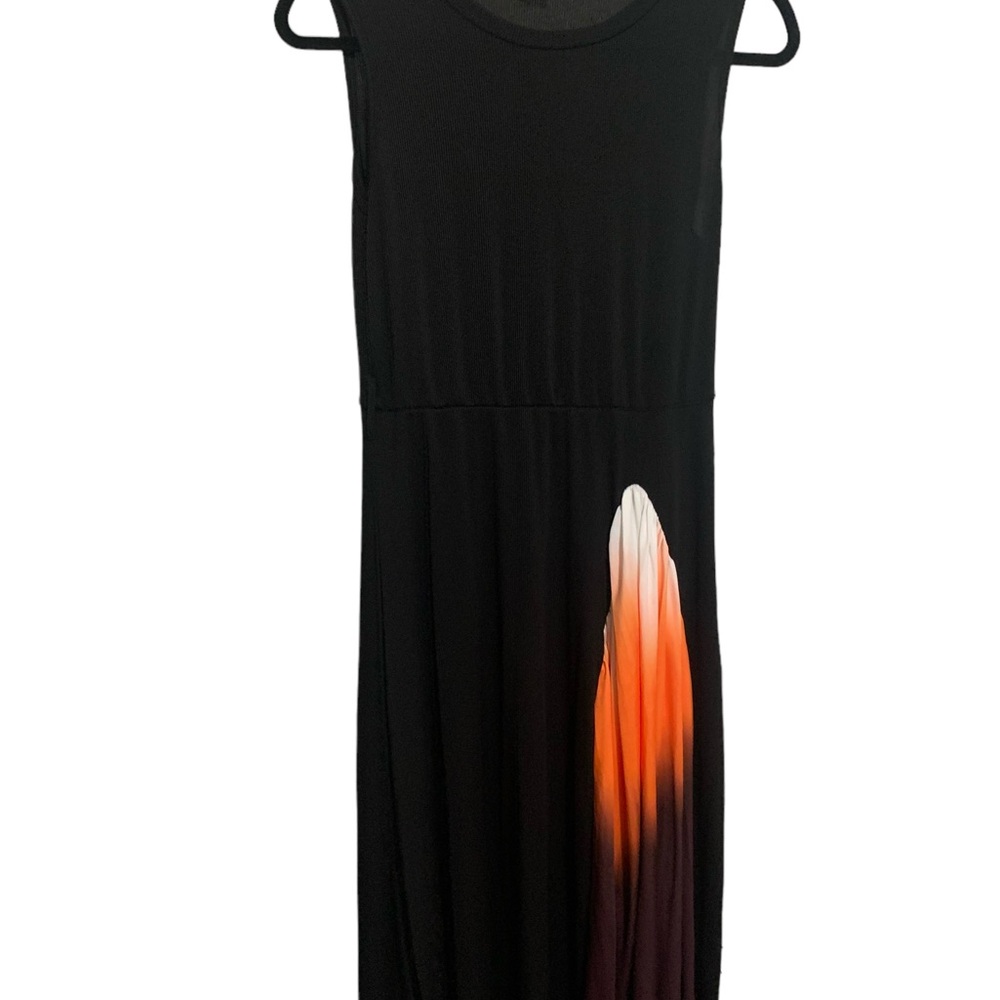 Black and Orange Sleeveless Maxi Sheath Dress for Cocktail